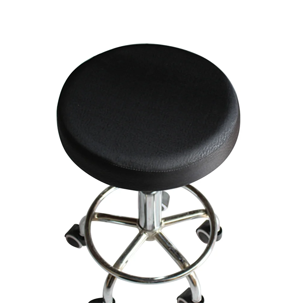 33cm Thick Elastic Barstool Seat Cushion Cover Cotton Stool Cover Round Chair Protector (Black) round chair cover