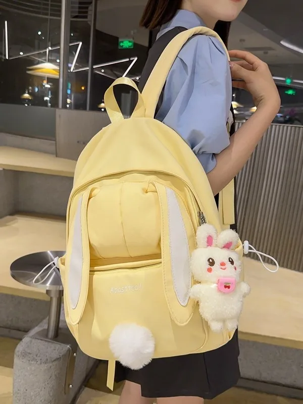 Girls Korean Version Harajuku High School Students Japanese Cute Rabbit Ears Backpack Campus Versatile Girl Backpack