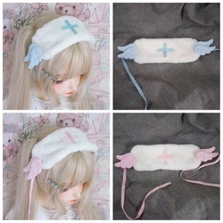 Pink/Blue Angel Wing Crisscross Plush Girl Headband Accessories Lolita Sweet Headwear Cosplay Accessories
