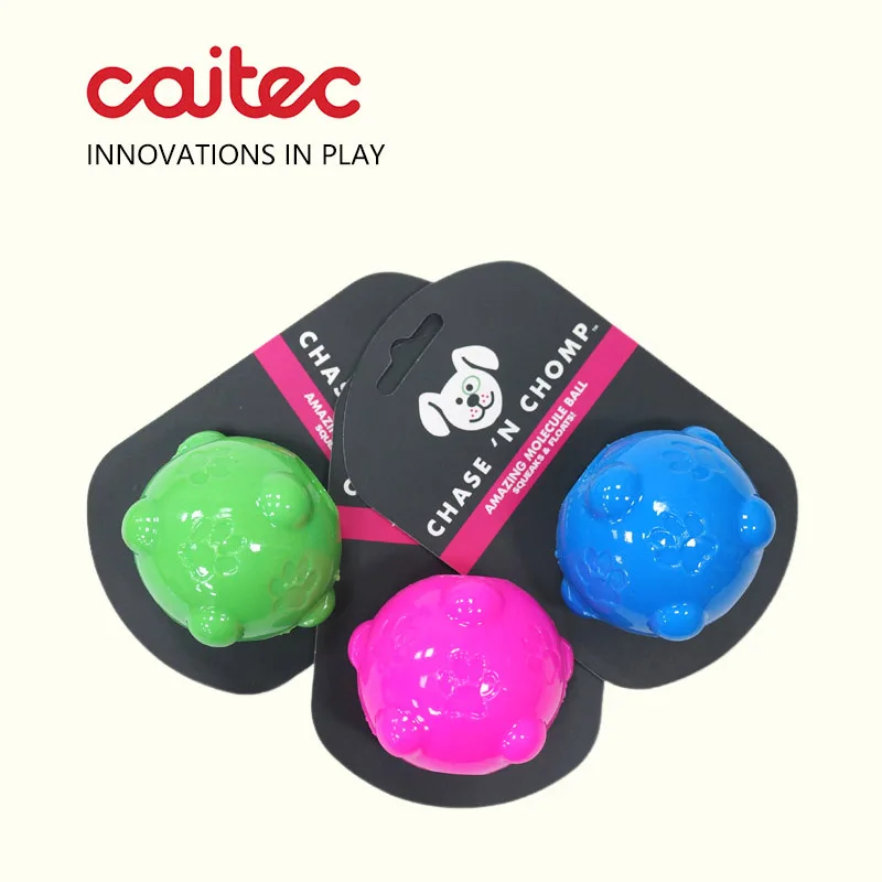 CAITEC-개 장난감 끽끽 소리가 나는 공 부드럽고 떠 있는 바이트 방지 더블 레이어 던지기와 추격에 적합