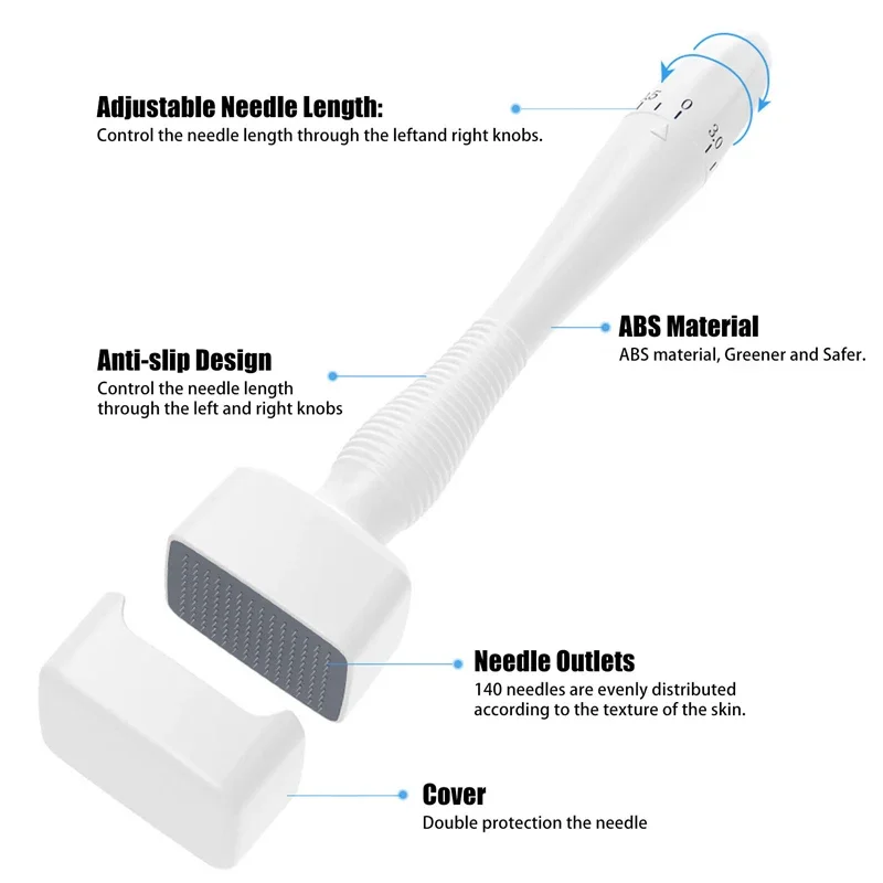 DRS140 Derma Roller Stamp longitud de la aguja ajustable microaguja antienvejecimiento arrugas pérdida de cabello terapia belleza Derma sistema rodante