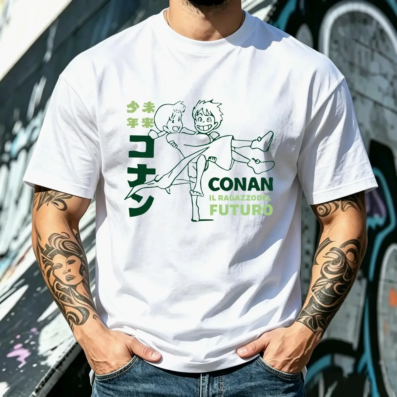 washed T Shirt Conan The Boy of Future Seven size XL NEW long or short sleeves vintage Washed fashion Comfortable Versatile