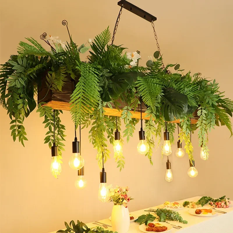 

Personality Creative Garden Restaurant Pendant Light Simple Pastoral Industrial Style Tavern Simulation Green Plant Chandelier