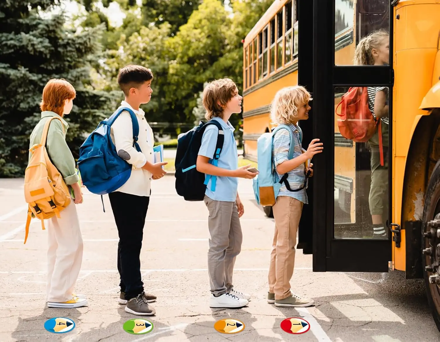 36PCS Number Markers Stickers Pencils Line up Spots For Colorful Floor Stickers Classroom Line up Spots Dots Floor Decals for Ba