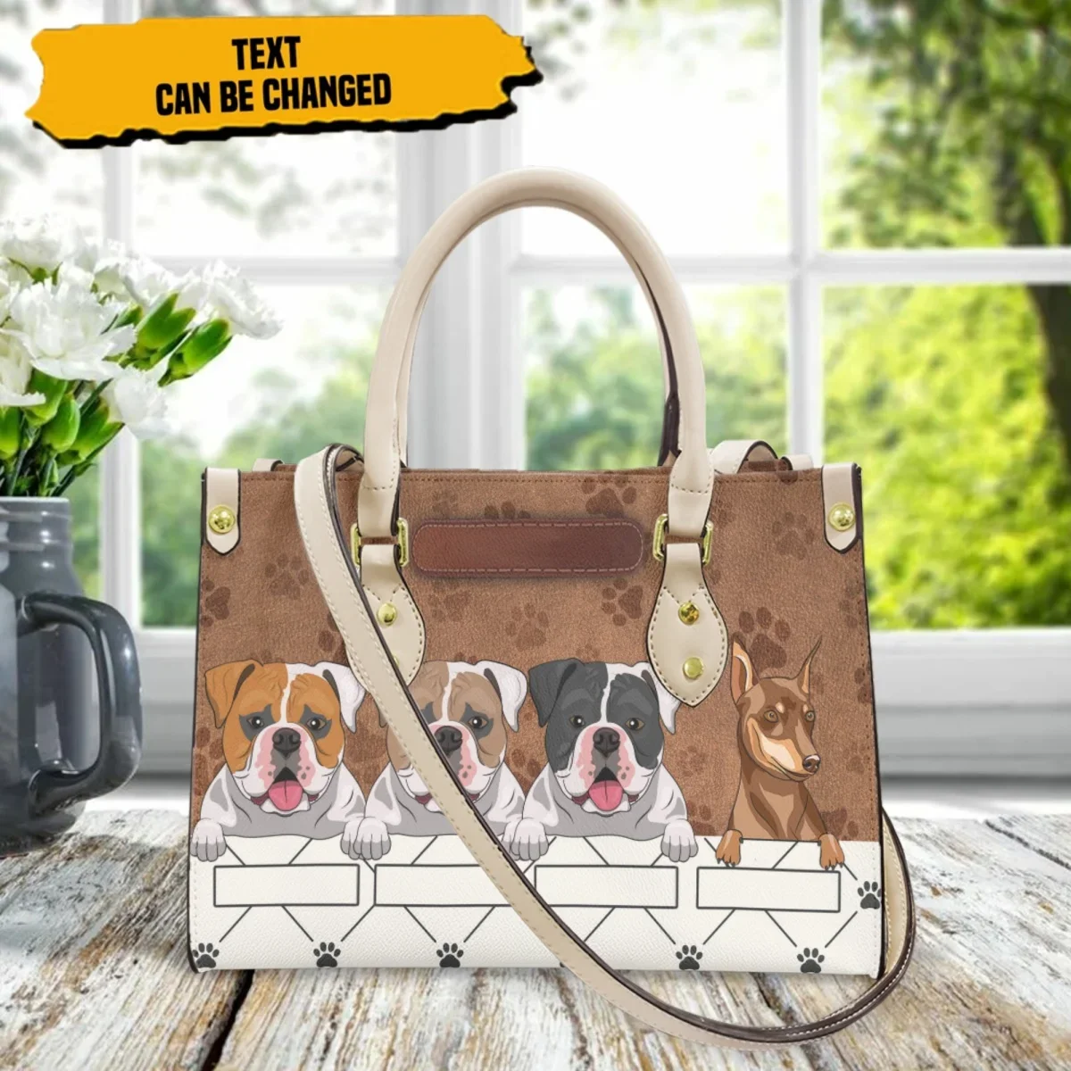 

Luxury Ladies Handbag American Bulldog Dog Paw Design Printed Messenger Bag Travel Portable Shoulder Underarm Bag Totes Gift