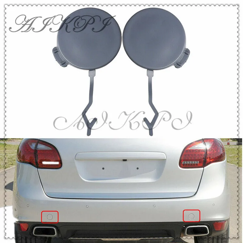 Rear L&R Fit 2011-2014 Porsche Cayenne 958 Bumper Tow Hook Cover Insert Unpainted 95850544900 95850545000 