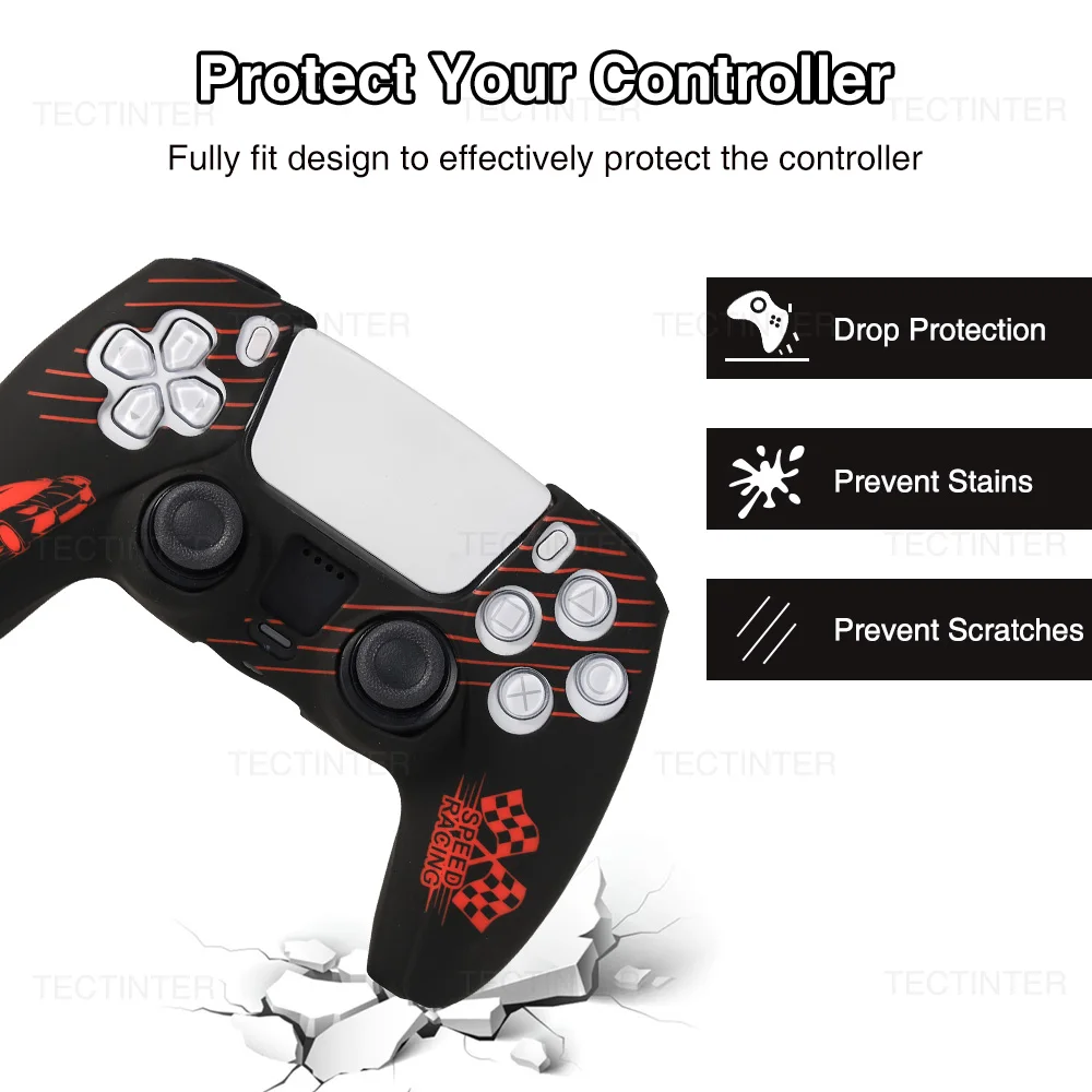 غطاء سيليكون الجلد لوحدة تحكم PS5 غمبد واقية كم لوحة اللمس ملصق Thumbstick قبضة قبعات لملحقات PS5