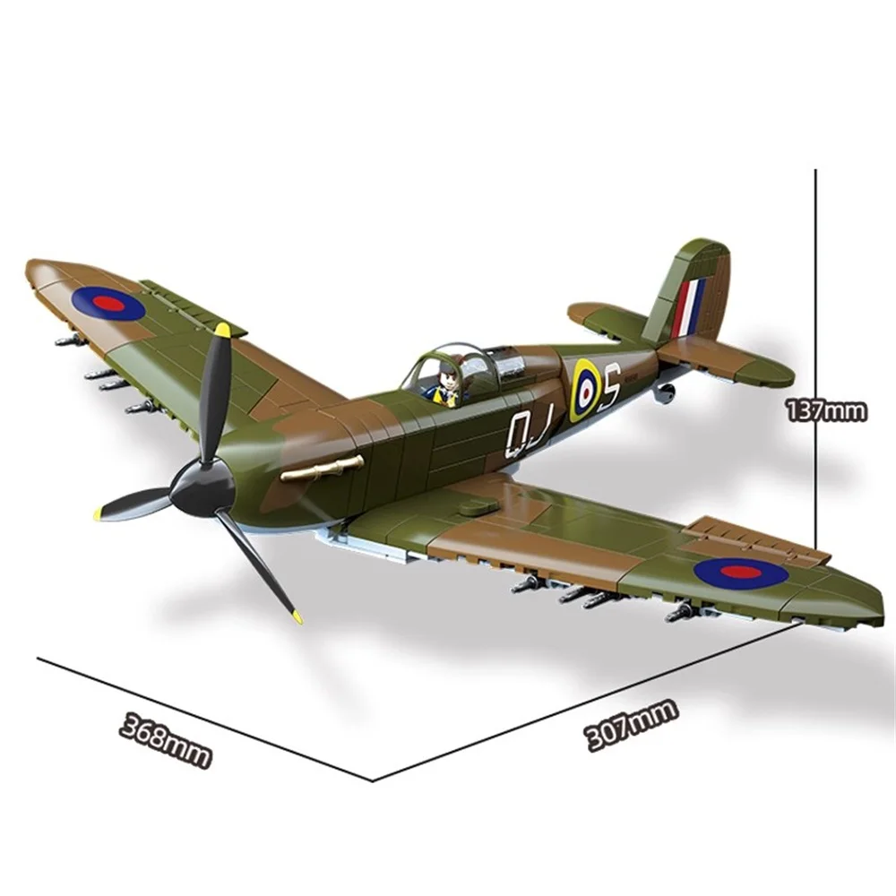 World War 2 WW2 Army Military Soldiers SWAT UK: Spitfire Fighter F MK. la type Model Building Blocks Bricks Children\'s Toys Gift