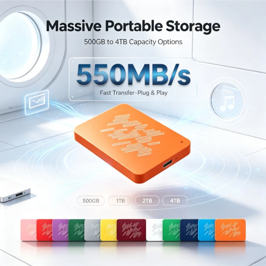 [Brand+] A3-2 Portable External Hard Drive Yellow Pink Orange High Speed Storage Disk Compatible with Windows Laptop Desktop PC