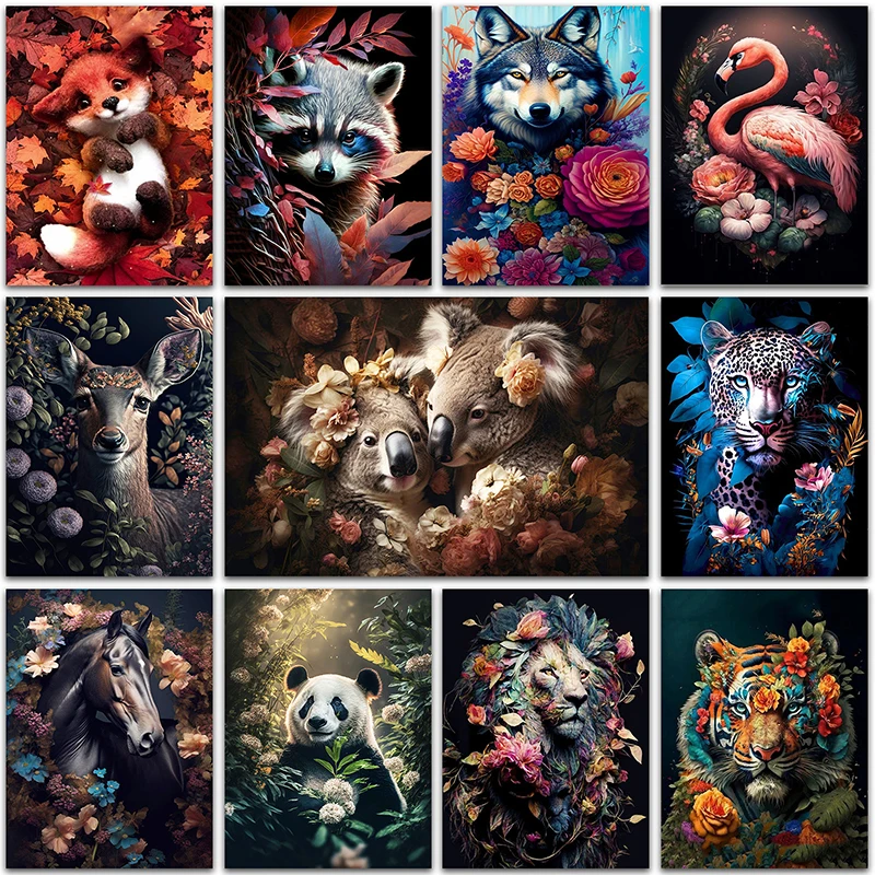 

5D DIY Diamond Painting Flower Animal Fox Flamingo Tiger Wolf Home Decoration Full Square&Round mosaic embroidery Cross stitch