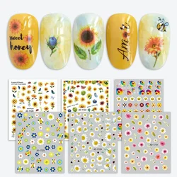 Sunflower Charm Nail Art Sticker Smiling Face Turnsole Cute Little Daisy Design Nail Decoration Decals