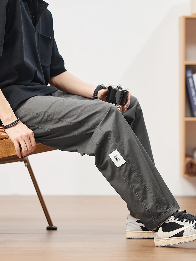 

Men's Summer Thin Loose Straight Casual Pants Elastic Workwear Trousers American Retro Color Versatile Long Trousers