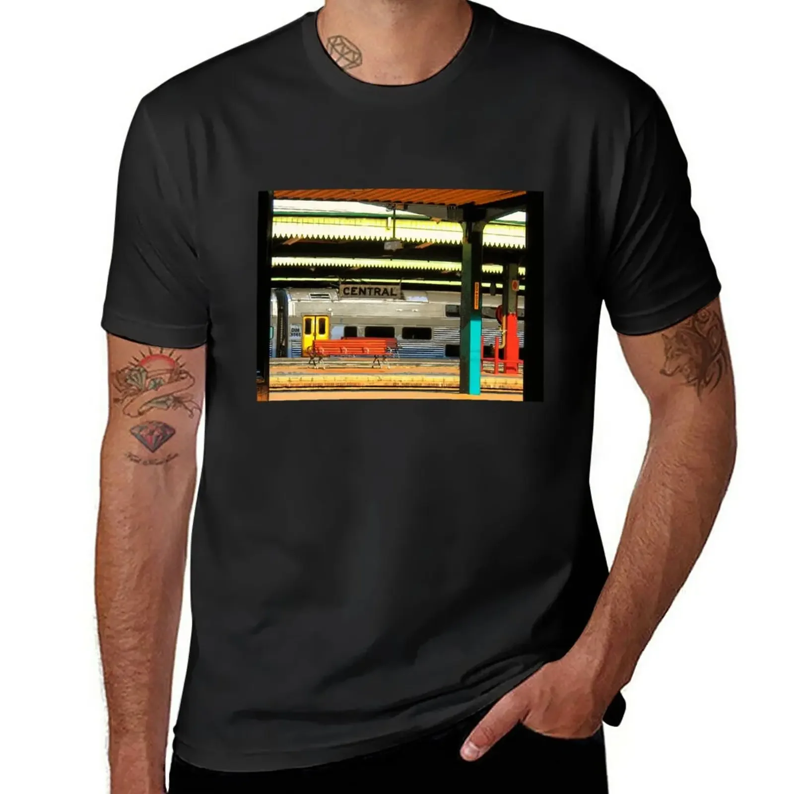 New Train at Central Station, Sydney, Australia. T-Shirt heavyweight t shirts oversized t shirt mens graphic t-shirts