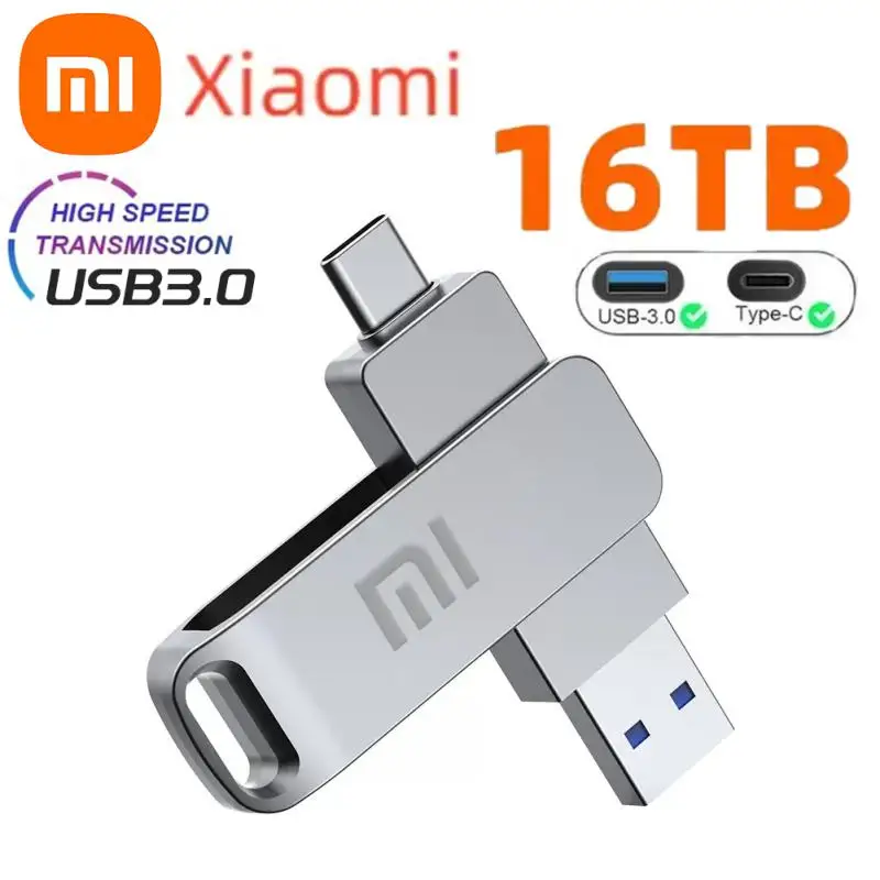 Xiaomi 16tb USB3.2 Flash High-Capacity Flash Drive High-Speed Transfer Pen Drive Portable Waterproof Storage Devices ForComputer