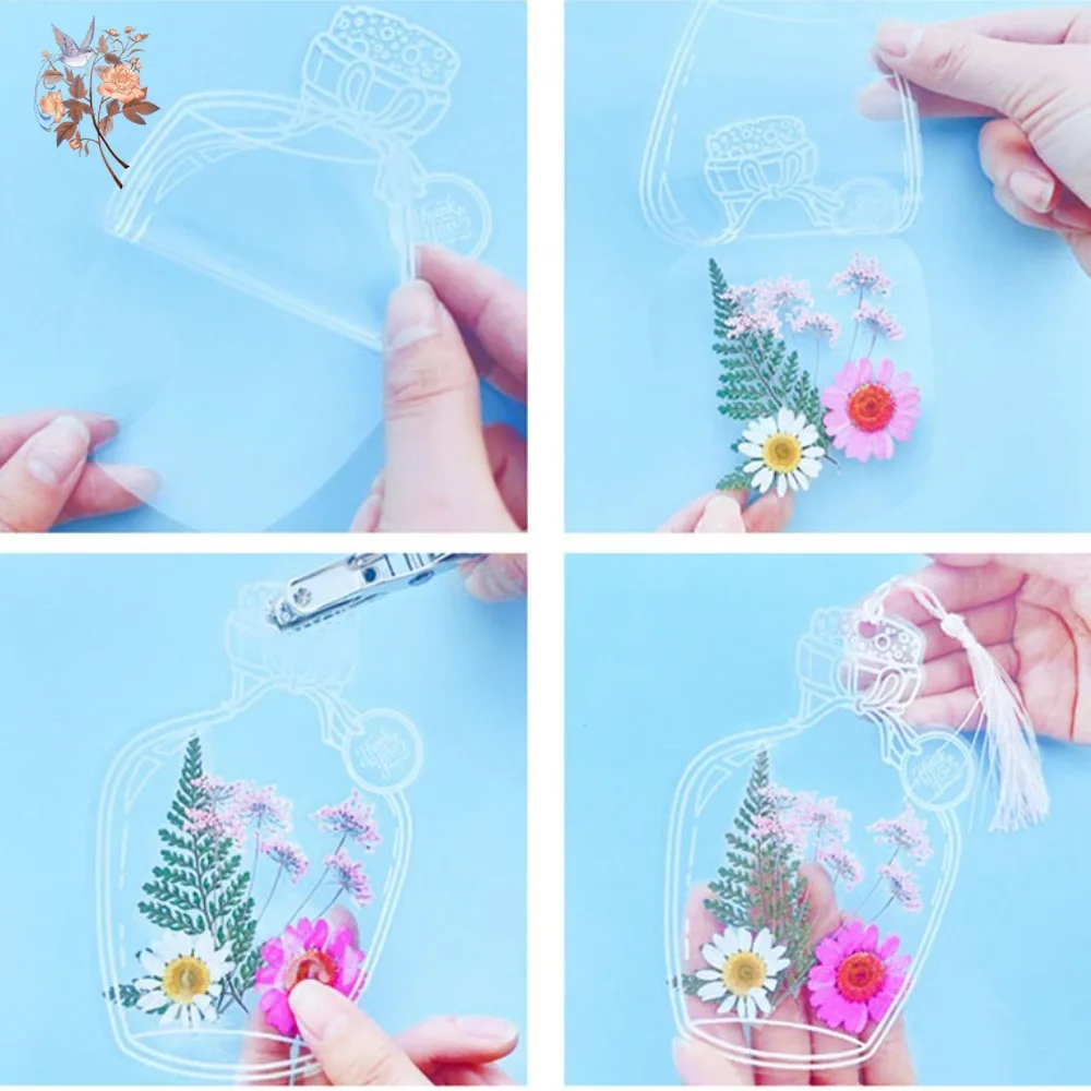 اليدوية ضغط الزهور المجففة المرجعية DIY بها بنفسك المواد زجاجات شفافة ملصقات محلية الصنع تنقش أوراق النبات الزهور الراتنج #6