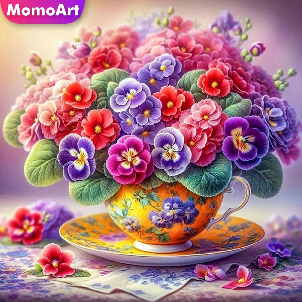 Momoart Neuerscheinung Diamant-Mosaik Blumen Kreuzstich-Sets Diamantmalerei DIY Stickerei Wohnzimmer Kunsthandwerk
