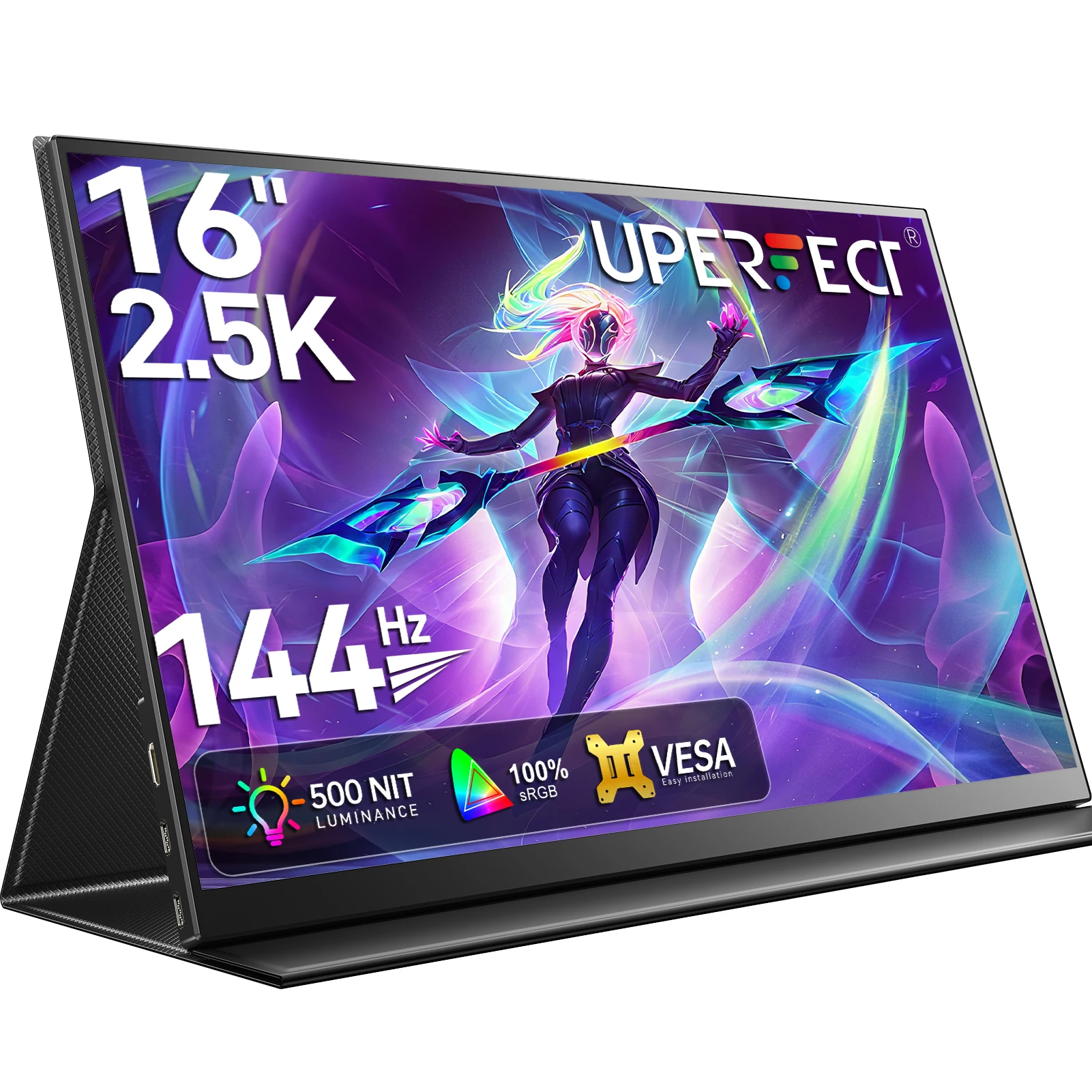 

UPERFECT 2K 144Hz 450nits Portable Gaming Monitor 16" 2560x1600 QHD Display HDR FreeSync Laptop Eye Care External Second Screen