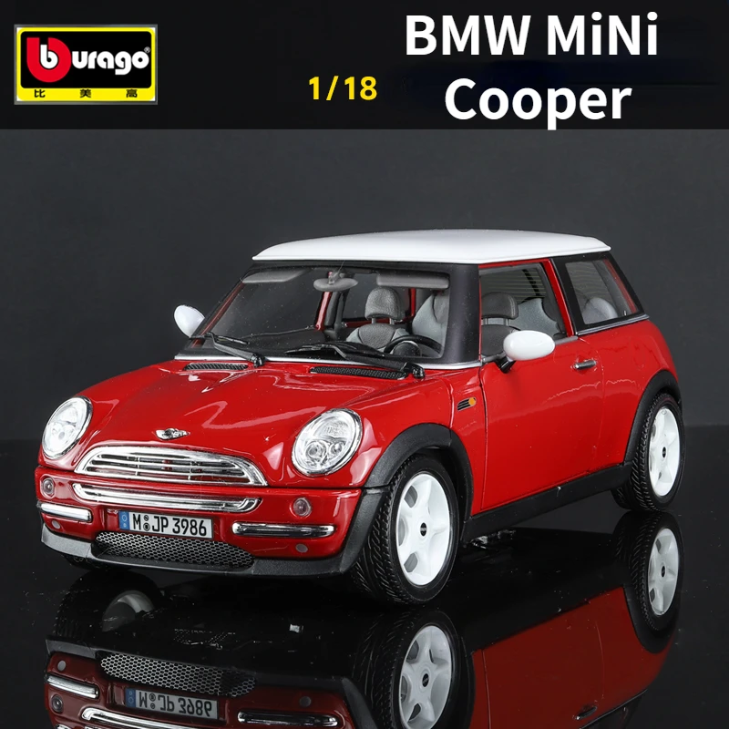 Bburago-Voiture l'inventaire BMW Mini Cooper à 2 portes ouvertes, modèle réduit en métal moulé sous pression, idéal comme cadeau pour un garçon, échelle 1:18