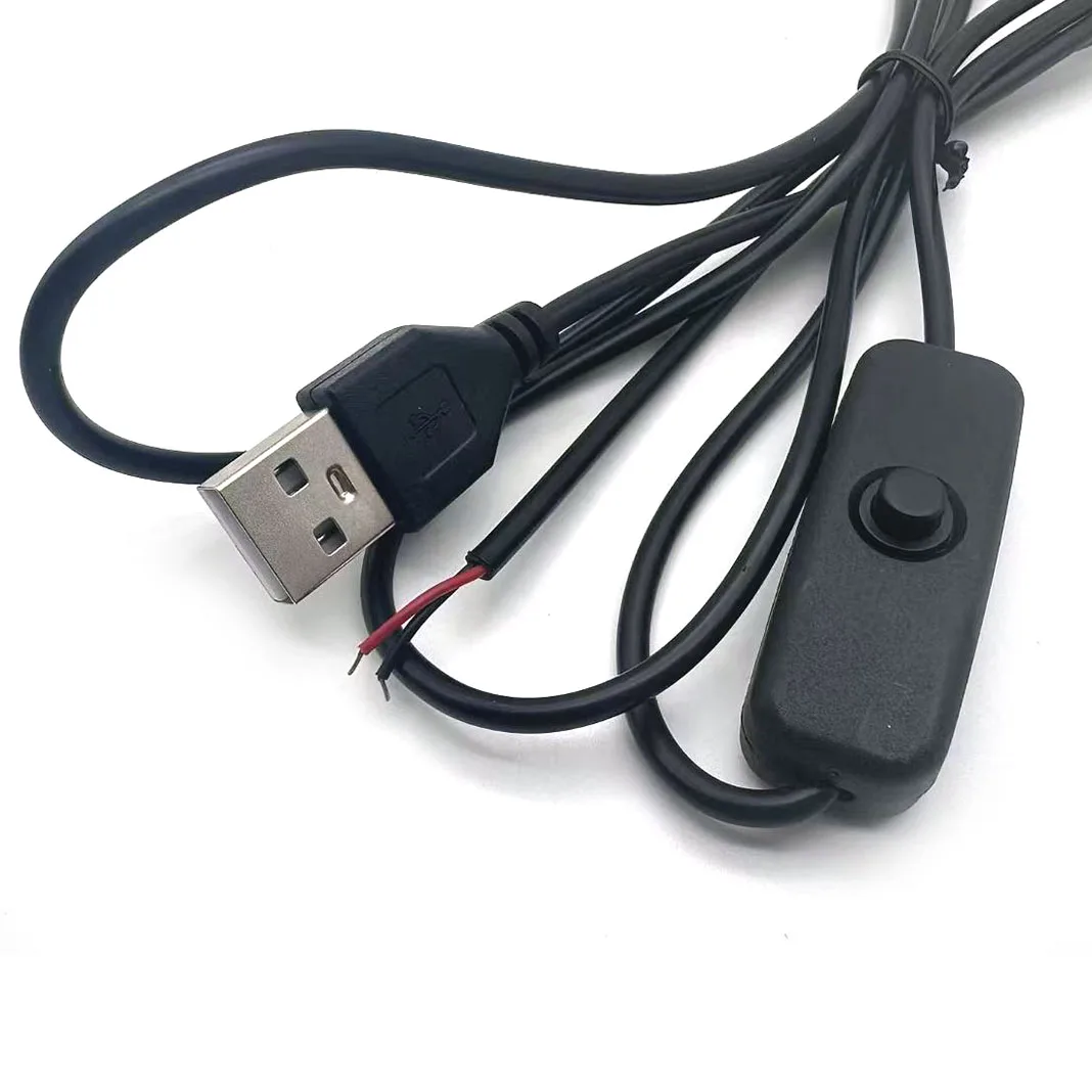 

5V 1.5m USB 2.0 A Male Plug Extension Cable with Switch 2 Pin 2 Wire Power Charge Cable Connector DIY