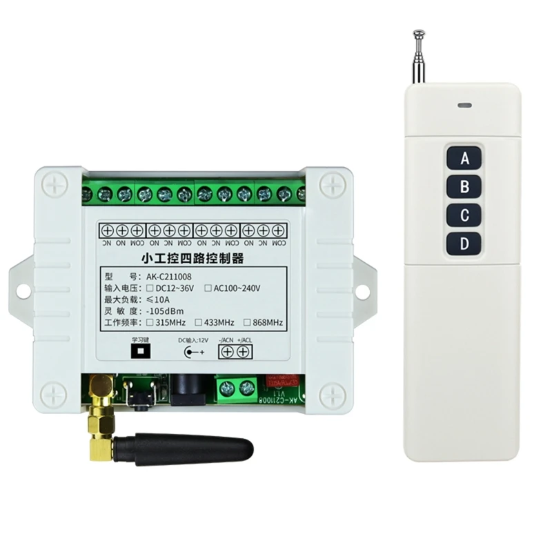 

433Mhz Wireless Remote Control for Garage Door LED Light 220V 4 for CH RF Rem Drop shipping