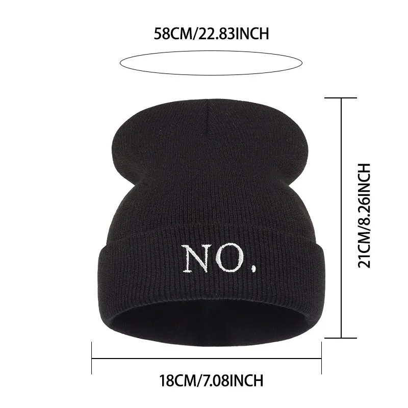 Minimalist No. Slogan-Embroidered Knit Beanie—Soft, Stretchy Beanie Perfect for Thanksgiving,Carnival,Travel,and Hip-Hop Outfits