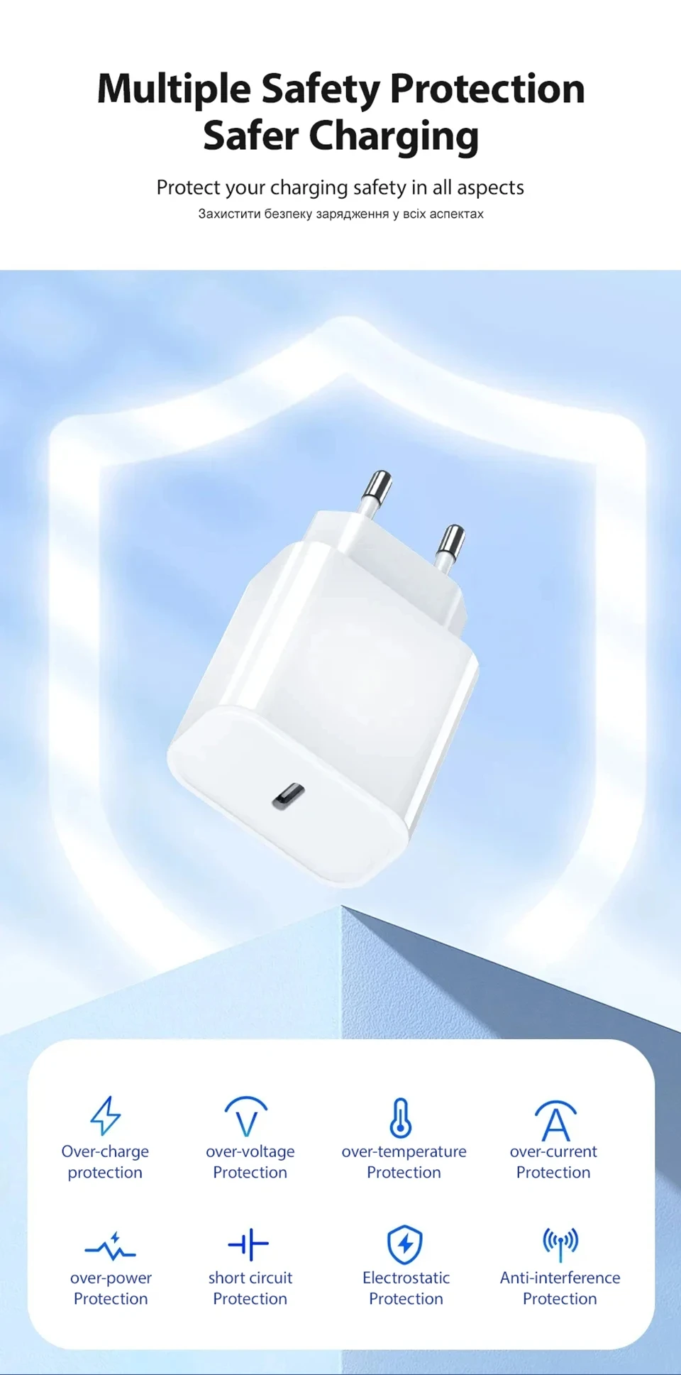 1-2Pcs PD 40W For iPhone 17 Pro Max Fast Charger For iPhone 16 15 Pro Max Plus Type C Quick Charging Data Cable EU Plug Adapte