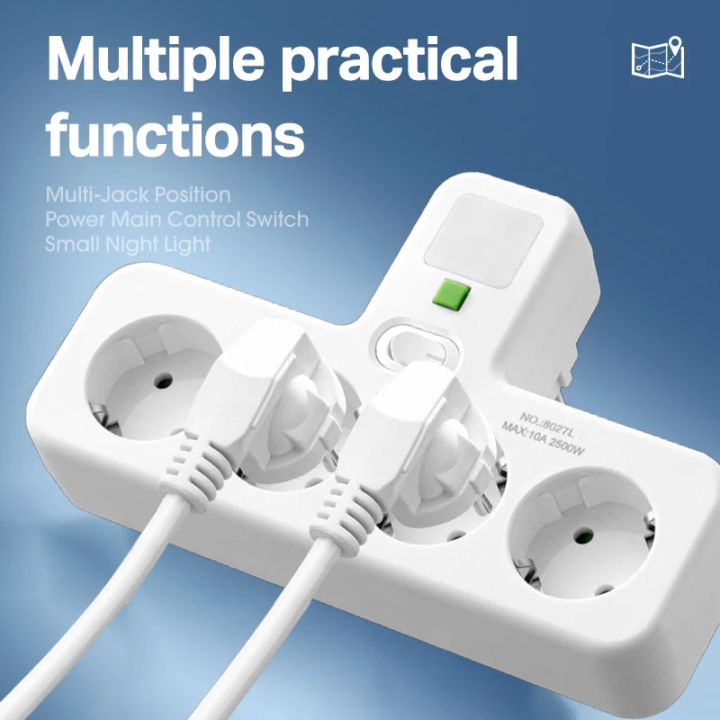 EU plug AC power board multi-layer wall mounted socket universal network filter port main switch light adapter