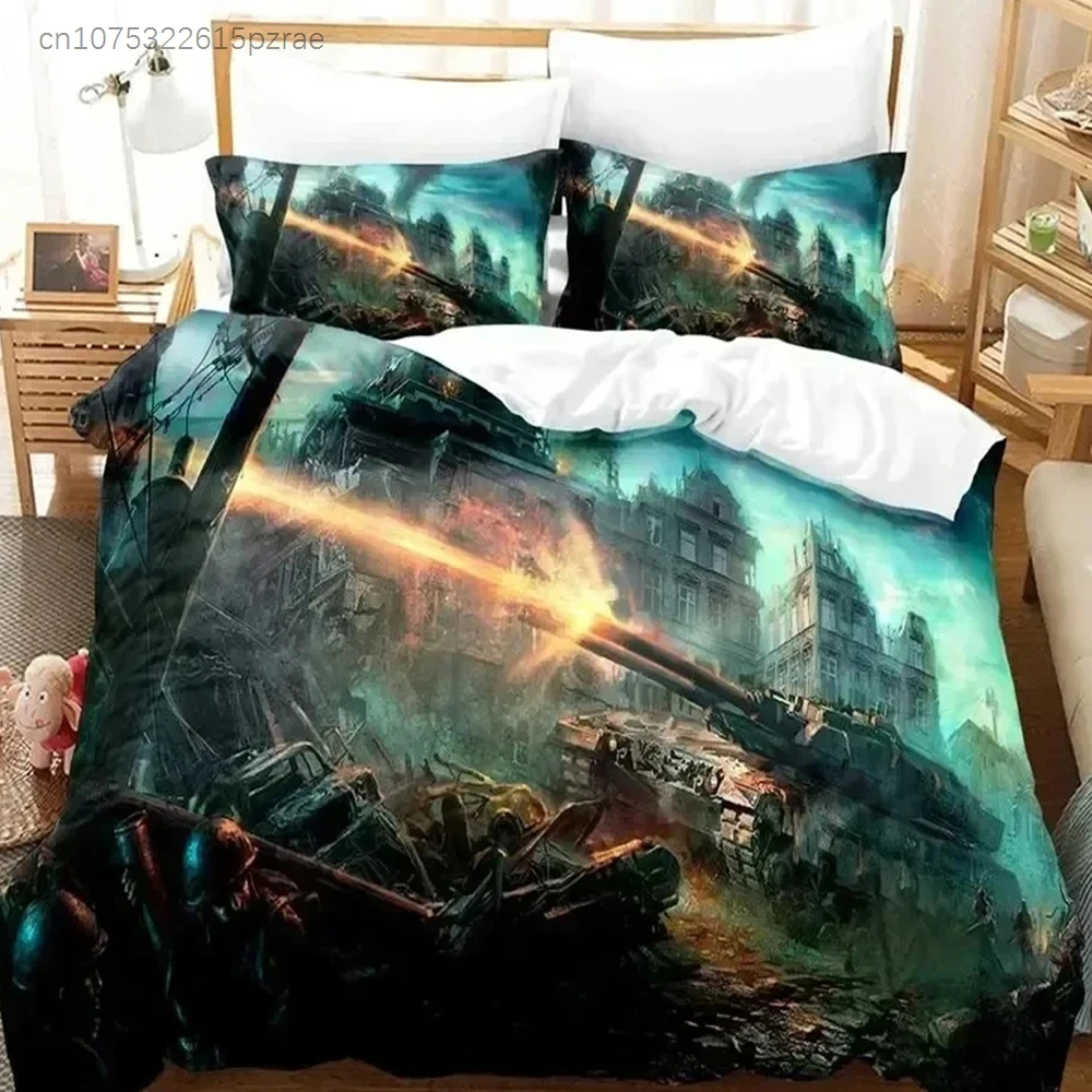 Game World Of Tanks Bedding Set 3D Printed Suitable For Bedroom Duvet Cover Set With Pillowcases Kids Home Textile