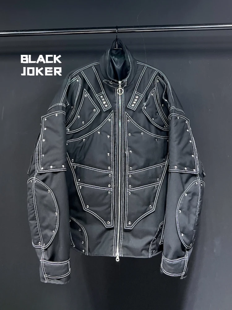 

BLACK JOKER Original High street style 3D cutting Thickened Padded Cotton clothes jacket Multi-rivet design Men's winter jackets