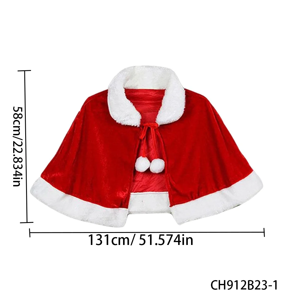 PESENAR Red Christmas Cape with White Faux Fur Trim: Elevate Your Holiday Style