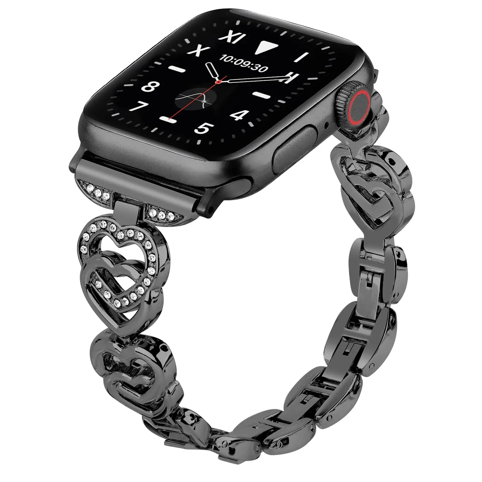 Diamond Heart Strap for Apple Watch band 40mm 41mm 45mm 44mm 38mm 49mm 42mm Metal Bracelet iWatch series se 7 6 3 5 Ultra 2 8 9