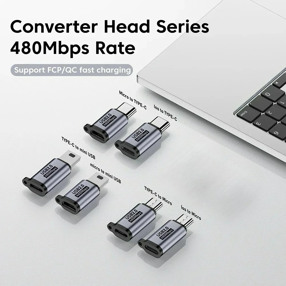 Micro USB To Type C Adapter Mini USB To USB C 480Mbps Fast Data Charging Connector USBC To Micro Usb Adapter for Phone