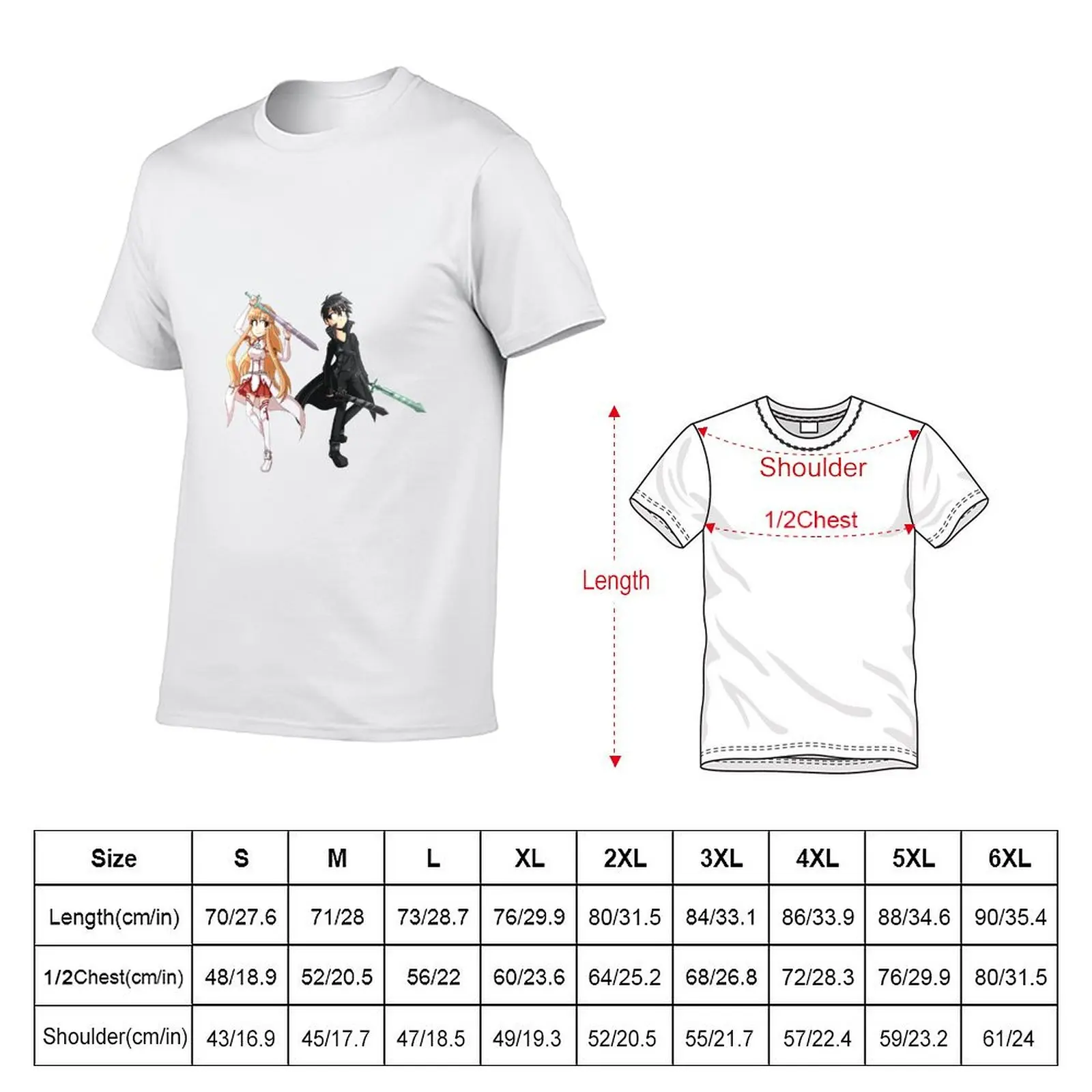 Kirito and Asuna T-Shirt Utility Casual Work T-Shirt