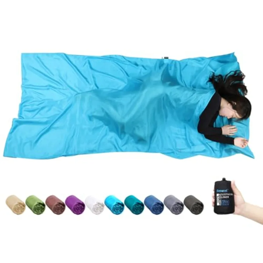 

Silk Sleeping Bag Liner Silk Sleep Sack Extra Wide 87"x43" Lightweight Travel Sheet for Hotels More Colors for Option Reinforce