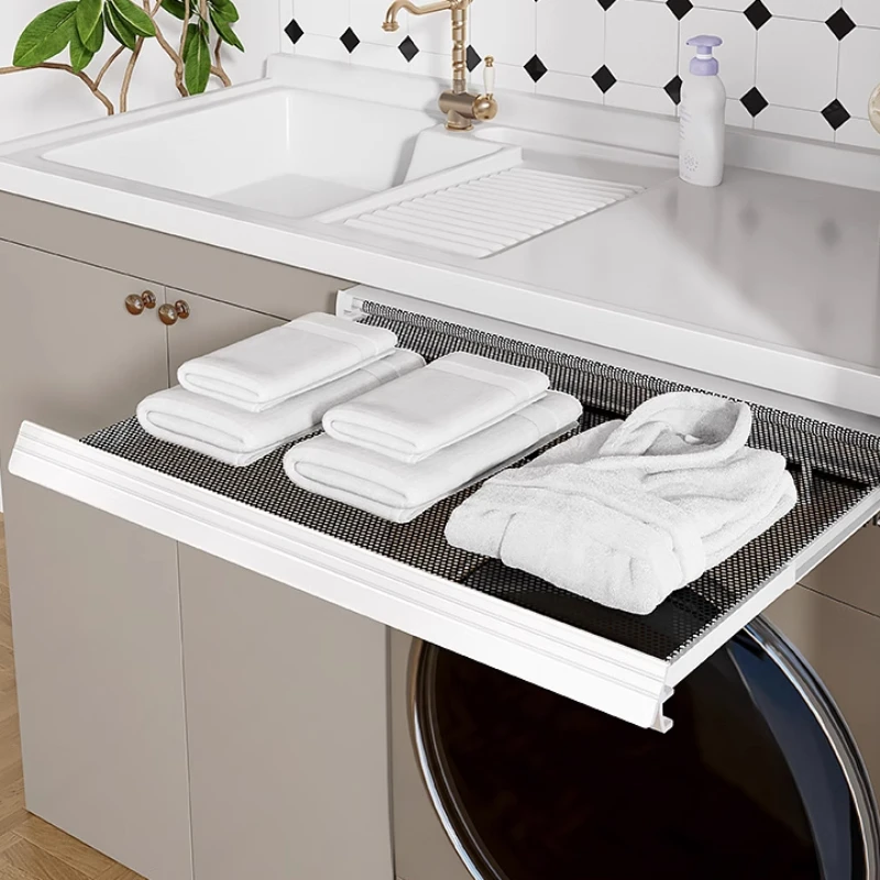 Storage Shelves Above The Washing Machine in The Bathroom Invisible Folding Bathroom Shelf Telescopic Balcony Sock Drying Rack