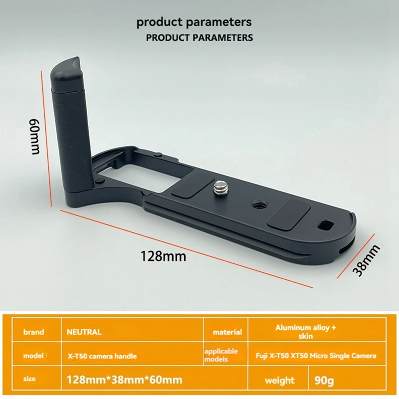 Camera Quick Release L-Shape Plate With Handgrip For FUJIFILM X-T50 XT50 Camera Base Holder Hand Grip