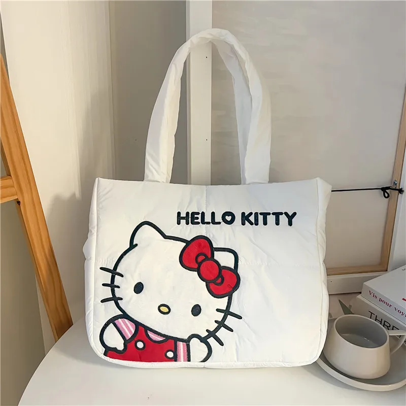 Sanrio Hellokitty torebka Cartoon śliczna puchowa tkanina Kuromi torba z grubej bawełny na ramię Pacha pies śliczna torba na artykuły papiernicze