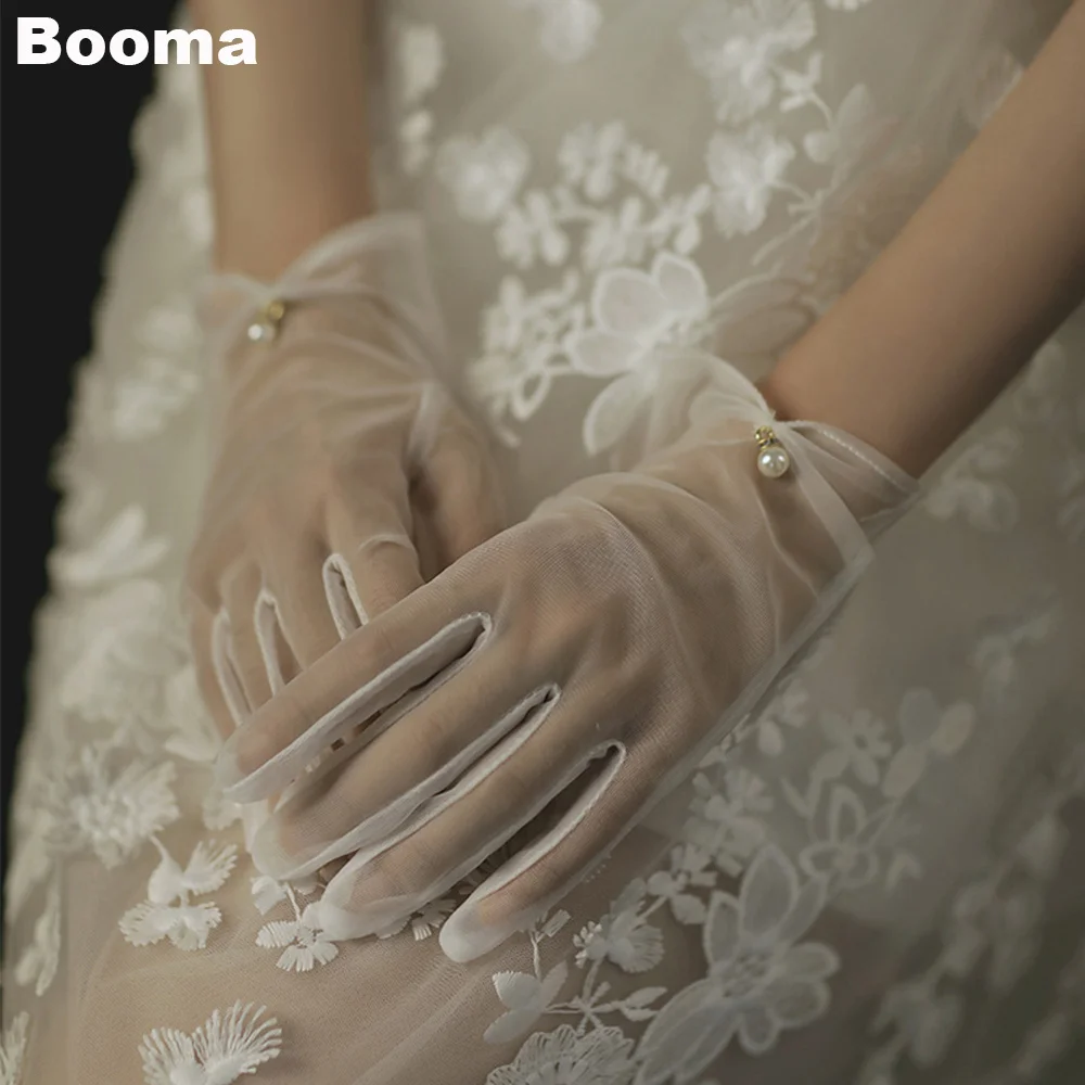 Bridal Gloves Wedding Gloves White Gauze Woman Gloves Thin Lace Ladies Fingered Gloves Pearl Wedding Gloves Accessories