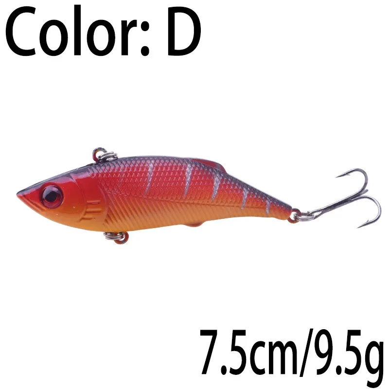 1 pc 7.5cm 9.5g inverno mar duro isca de pesca vib isca com chumbo dentro mergulho giratória gabarito asa wobbler crankbait pesca