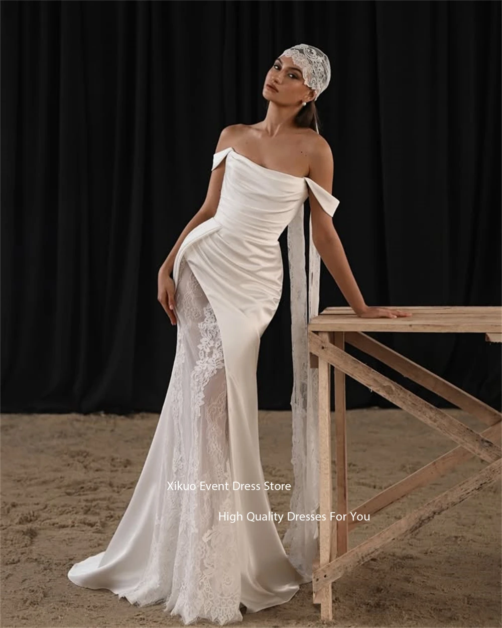

Xikuo Ivory Mermaid Ruched Wedding Dresses Off Shoulder Illusion Bespoke Occasion Floor Length 2026 Evening Dresses Customized