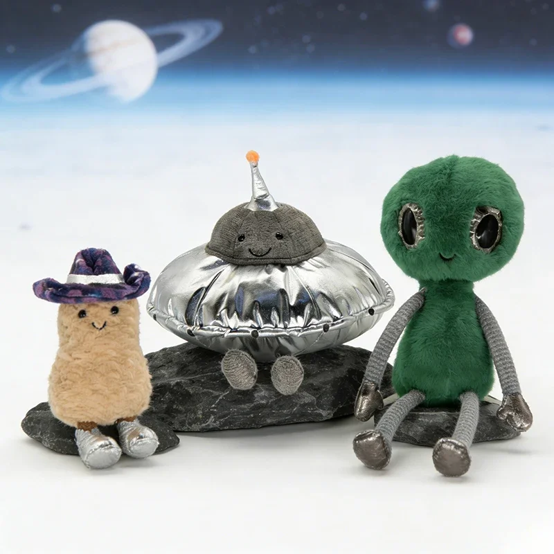 @Fun House Space Series: Alien-Plüschtier, UFO-Ornament, Sternenhimmel-Cowboyhut-Erdnuss-Ornament-Plüschtier – Geburtstagsgeschenk – Detail 1