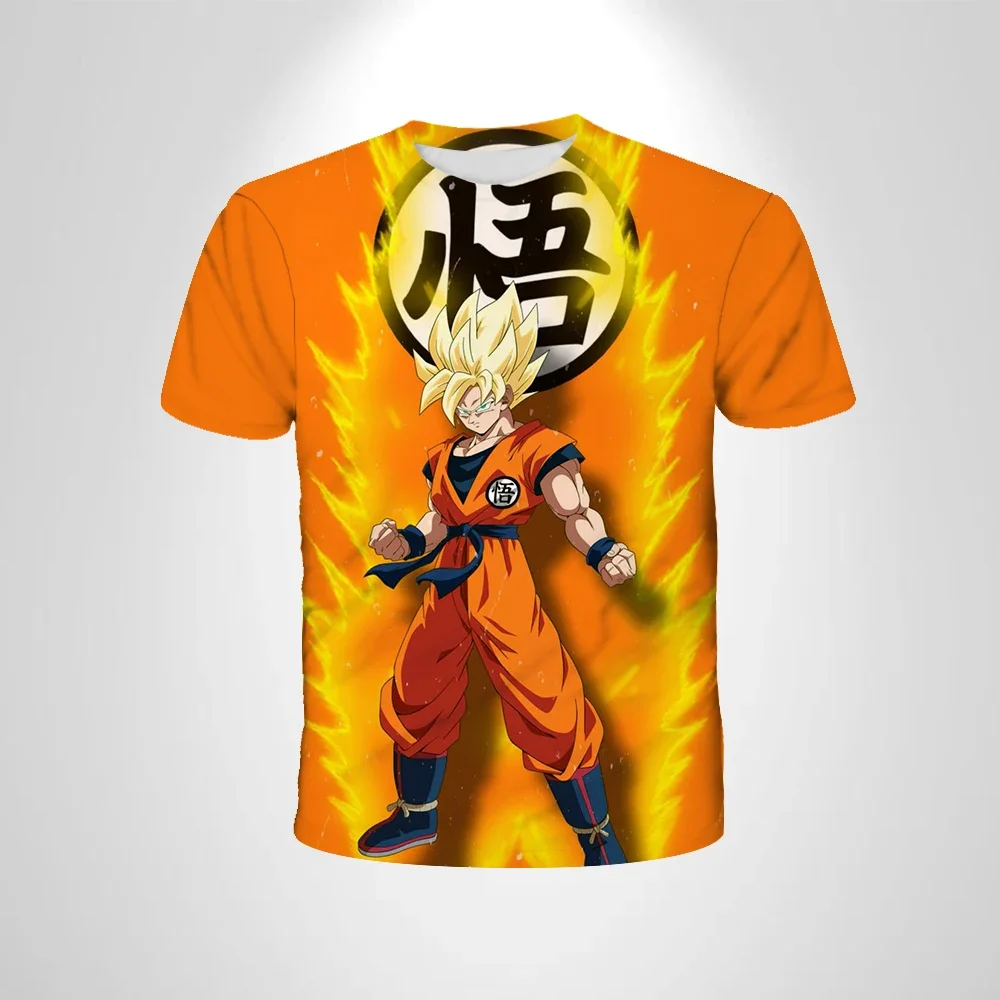

Anime Dragon Ball Z Goku Children's CosPlay T-shirt Super Saiyan Men's T-shirt Orange Breathable Kids Clothing Boys Gift Figure