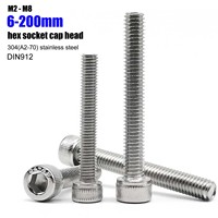 M2 M2.5 M3 M3.5 M4 M5 M6 M8 Over Ultra Long 200mm 304 A2-70 Stainless Steel DIN912 Allen Hexagon Hex Socket Head Cap Bolt Screw