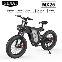 GUNAI MX25 Adult Electric Bike 1000W Electrical Road Bicycle 48V 25Ah Fatbike MTB E-bike 20\