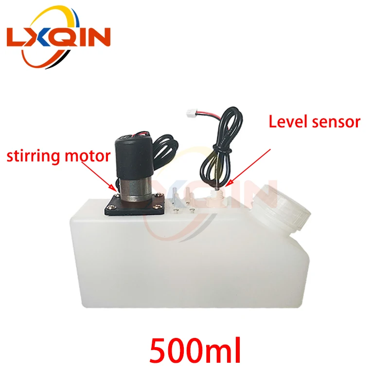 LXQIN 500ML ink sub tank with level sensor /stirring mixer for Crystalijet Infiniti gongzheng inkjet/UV printer ink cartridge