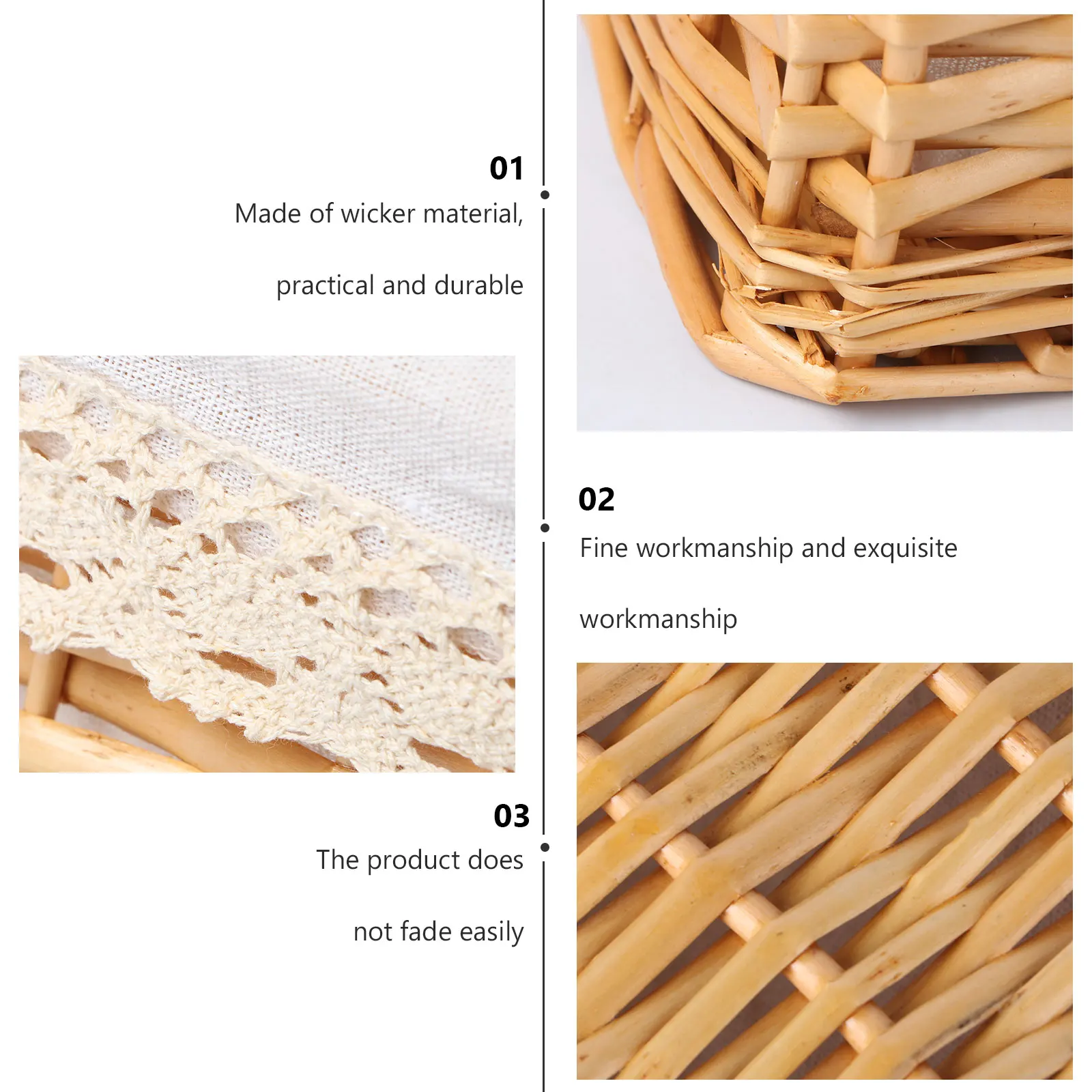 

Rattan Storage Baskets 40x30x16cm Woven Basket Liner Removable Collapsible for Bedroom Bathroom Office Home Storage Solutions