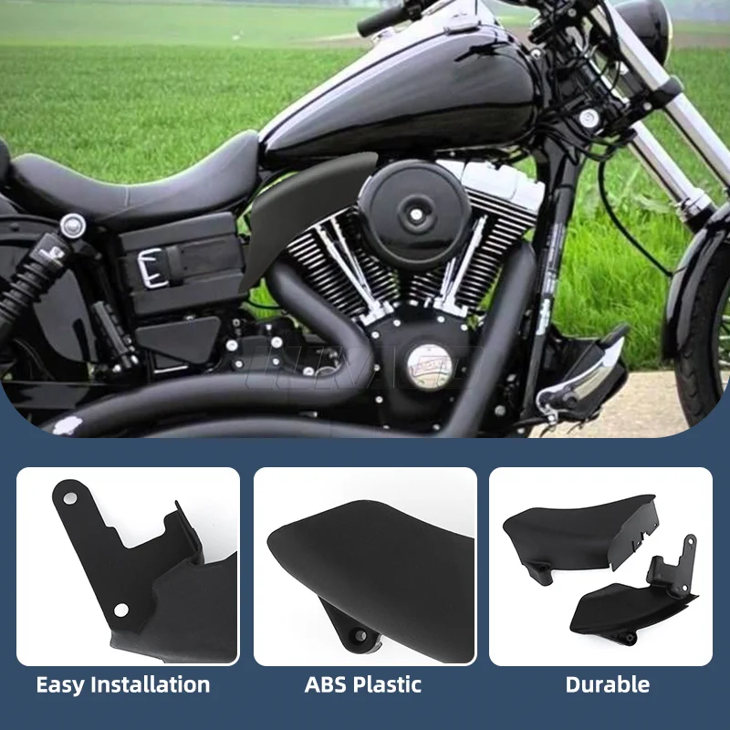 Black Motorcycle Mid-Frame Air Deflector Heat Shield Trim Cover ABS 1 pair For Harley Dyna 2006-Later Street Bob Wide Glide