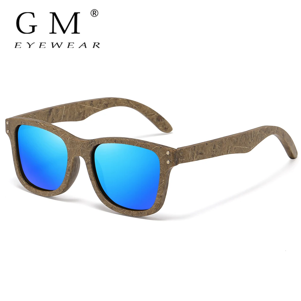 Lunettes de soleil en fibre de coco de marque GM, nouveau bois écologique, protection polarisée UV400, lunettes bleues à dégradation naturelle 3835