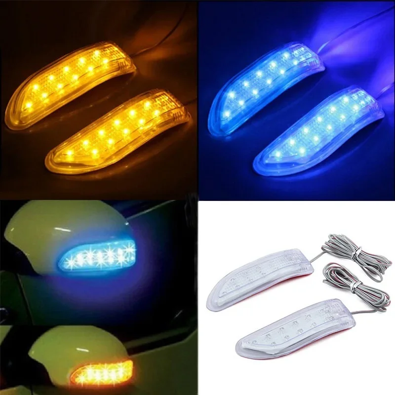 2pcs Turn Signal Light 13Led Rearview Mirror Warning Light Anti-collision Tape Light Car Decoration Lights Soft Flashing 12V