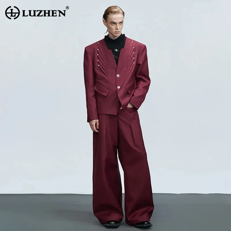 LUZHEN Personalized Luxury Temperament Multi Layered Patchwork Design Blazer Coat Men's Women's Same Style Loose Trousers JY4805